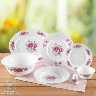 سرویس آرکوپال 28 پارچه پارس اپال کد411 طرح رزالین قرمز
